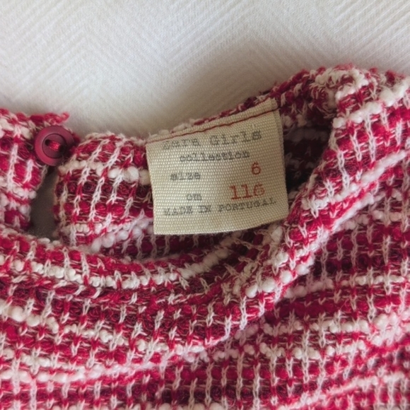 zara red boucle tweed shift dress with patch pockets girls size 6 - Picture 2 of 8